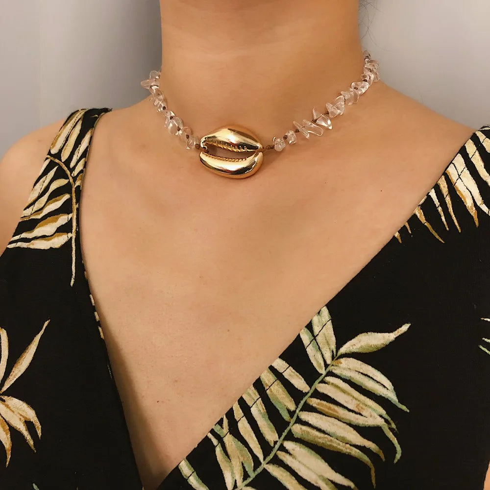 Cowrie choker necklace