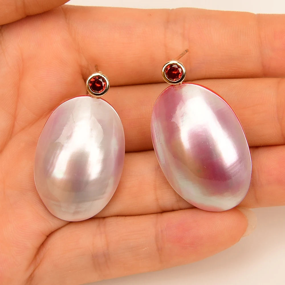 Pink seashell earrings