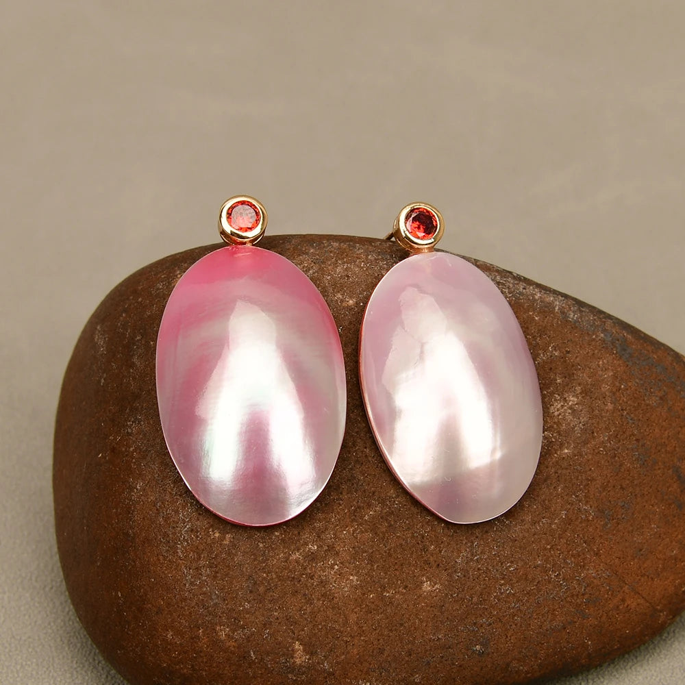 Pink seashell earrings