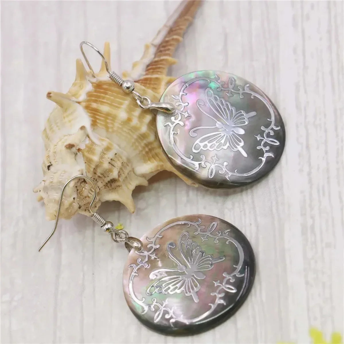 butterfly earrings shell