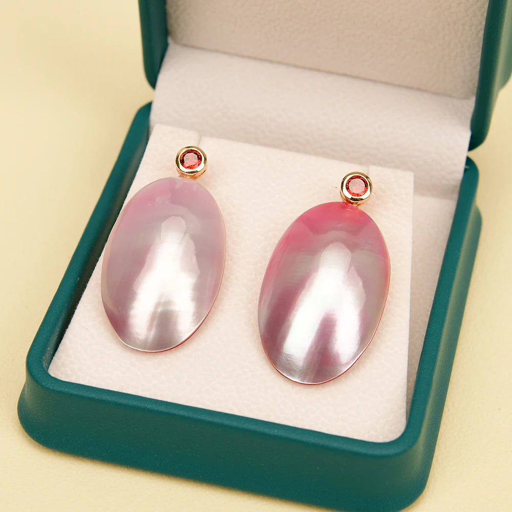 Pink seashell earrings
