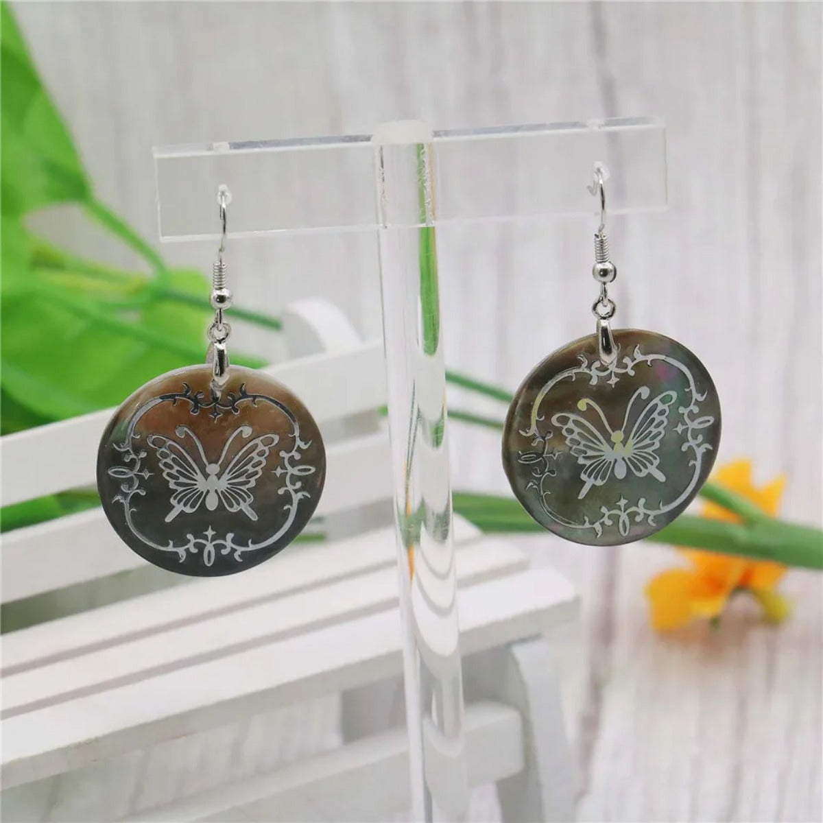 butterfly earrings shell