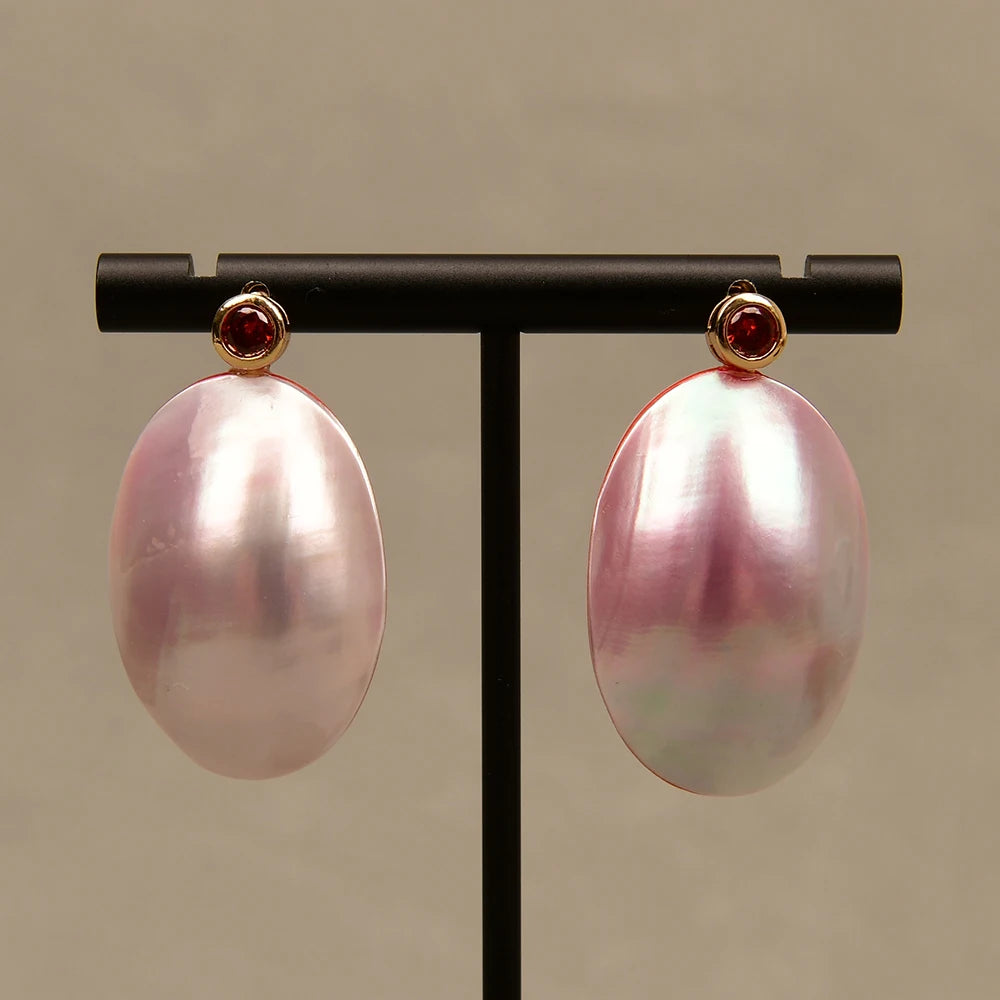 Pink seashell earrings