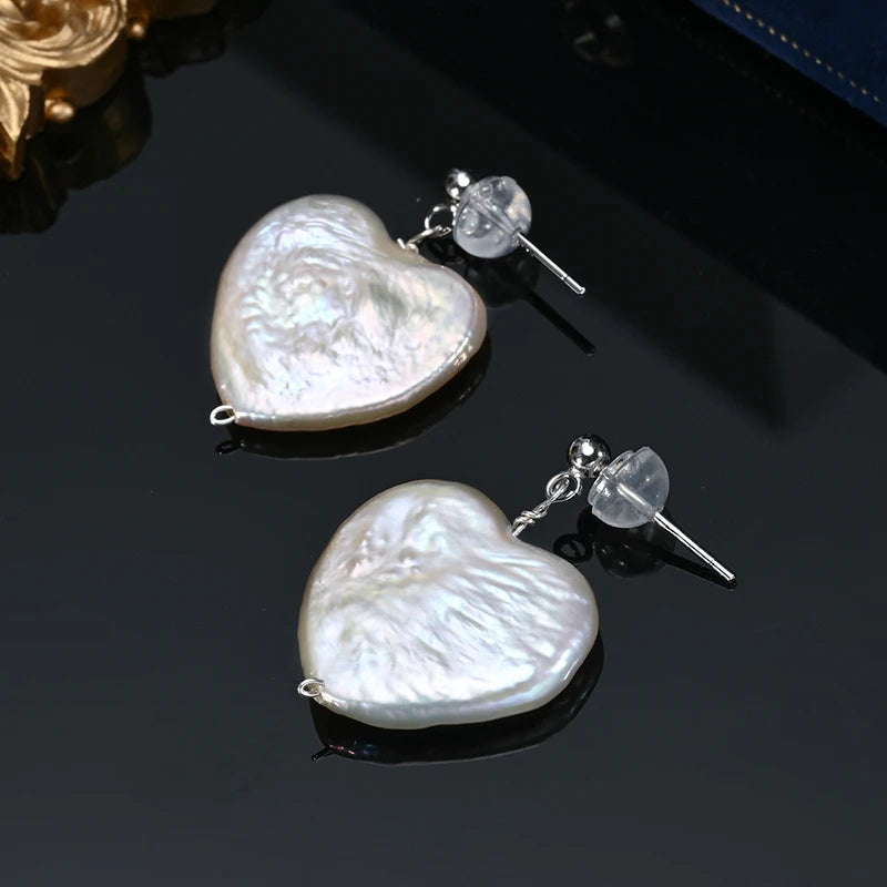 Pearl Heart Earrings