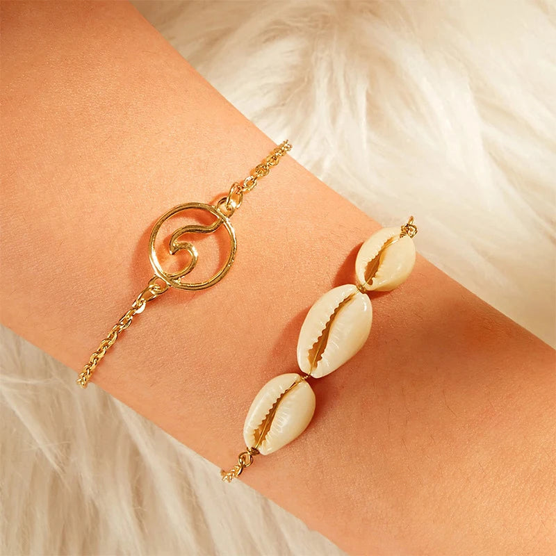 Ocean Wave and Cowrie Shell Bracelet