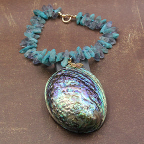 Abalone Shell Necklace with Fluorite Stones