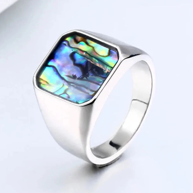 Titanium Abalone Shell Ring