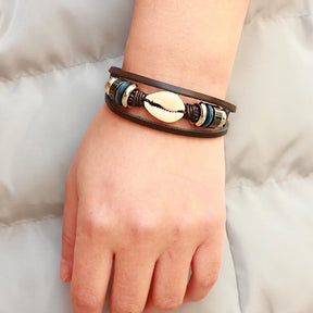 Cowrie Shell Leather Bracelet