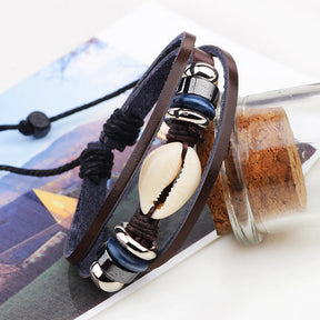 Cowrie Shell Leather Bracelet