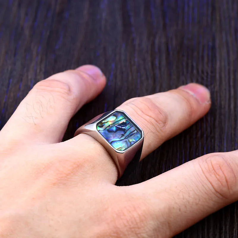 Titanium Abalone Shell Ring