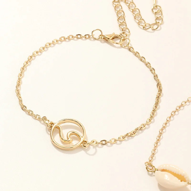 Ocean Wave and Cowrie Shell Bracelet