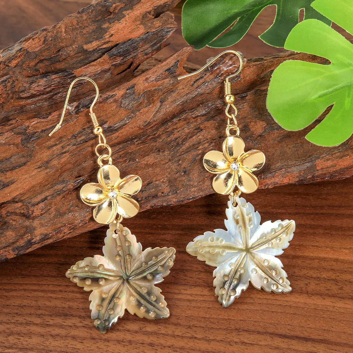 Plumeria Flower Shell Earrings