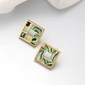 Geometric Abalone Earrings