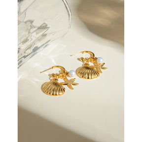 Waterproof Gold Shell Earrings