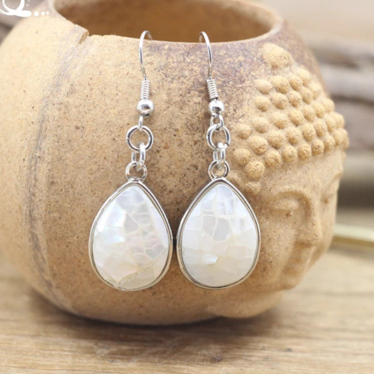 White Shell Drop Earrings