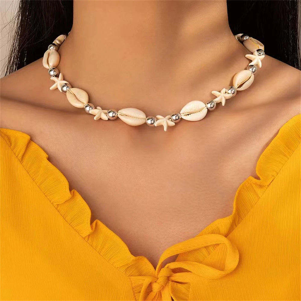 Cowrie Shell and Starfish Choker