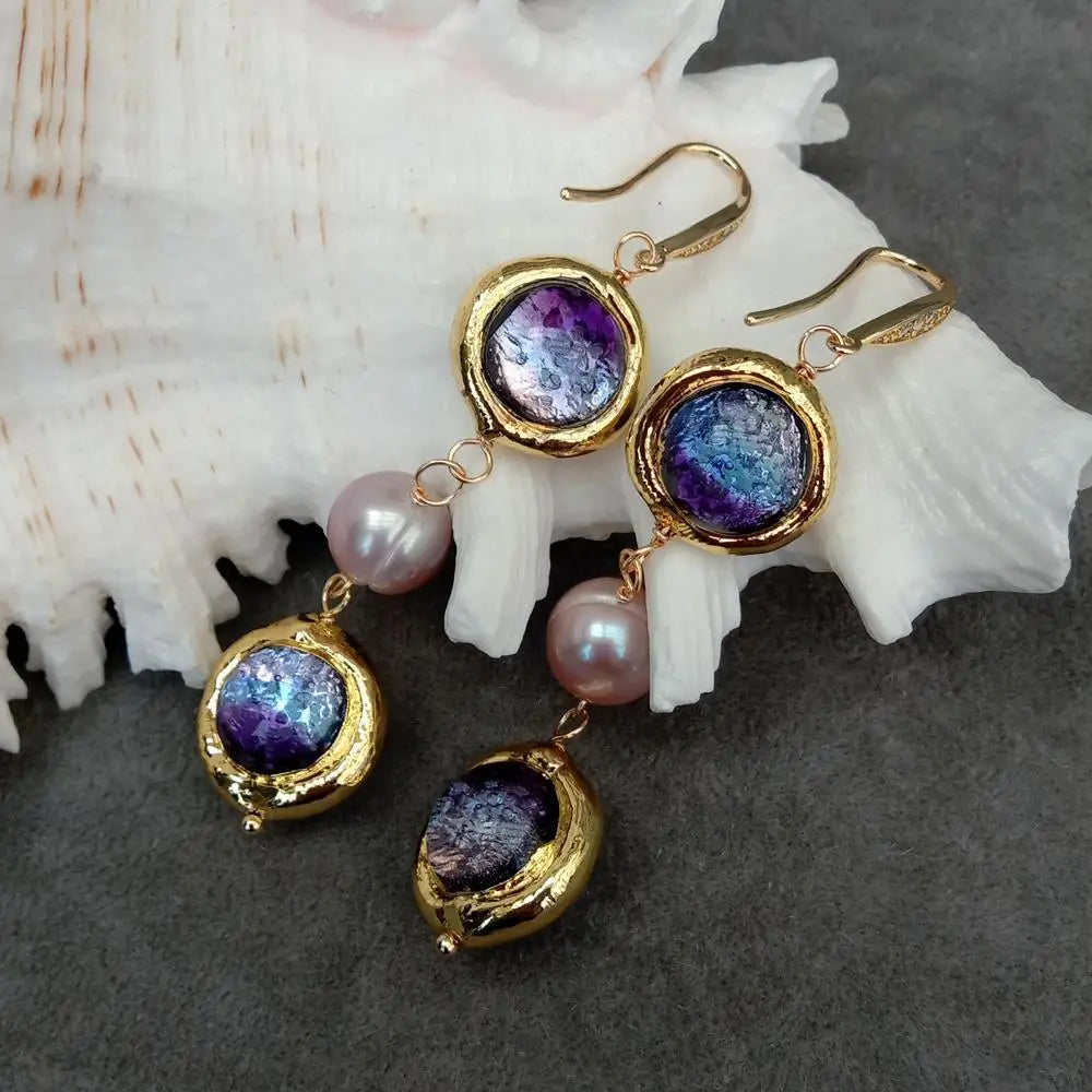 Cultured Pearl and Murano Glass Earrings