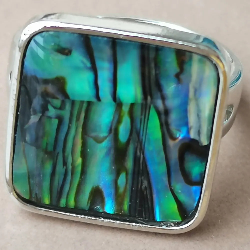 Square Abalone Shell Ring