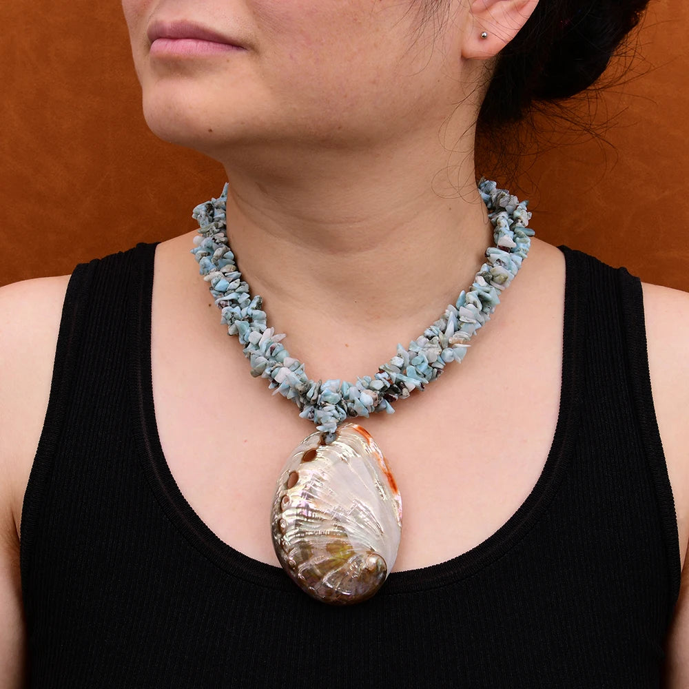 Larimar Stones with Abalone Necklace