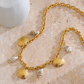 Gold Plated Shell Charm Necklace