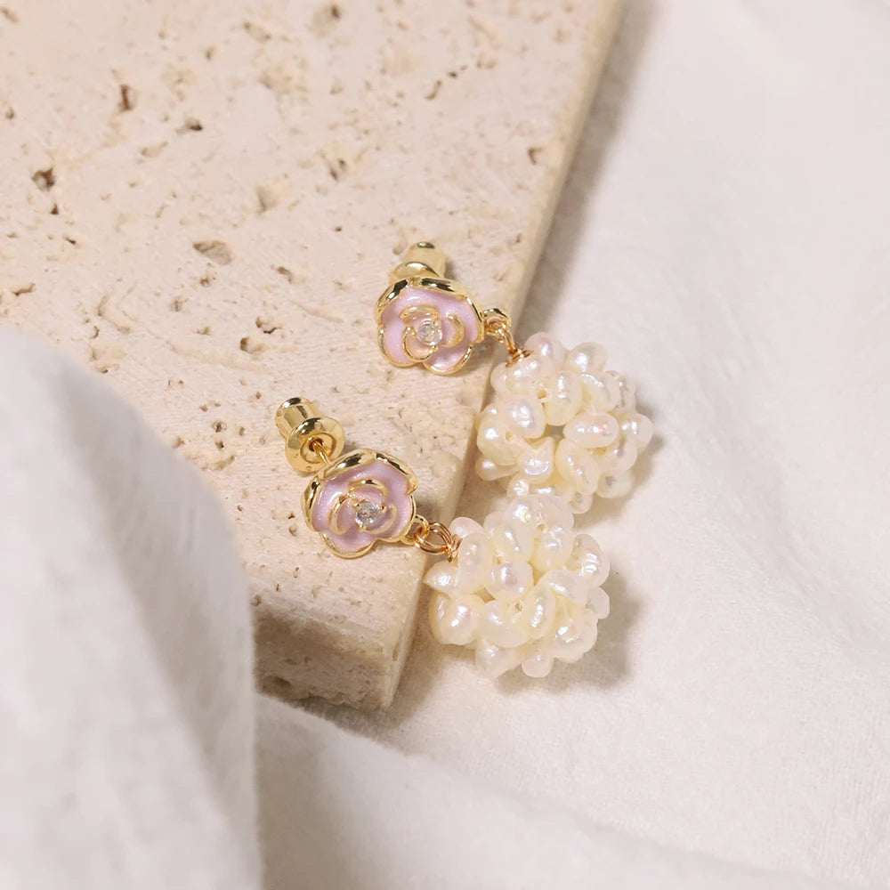 Flower Earrings With Pearl