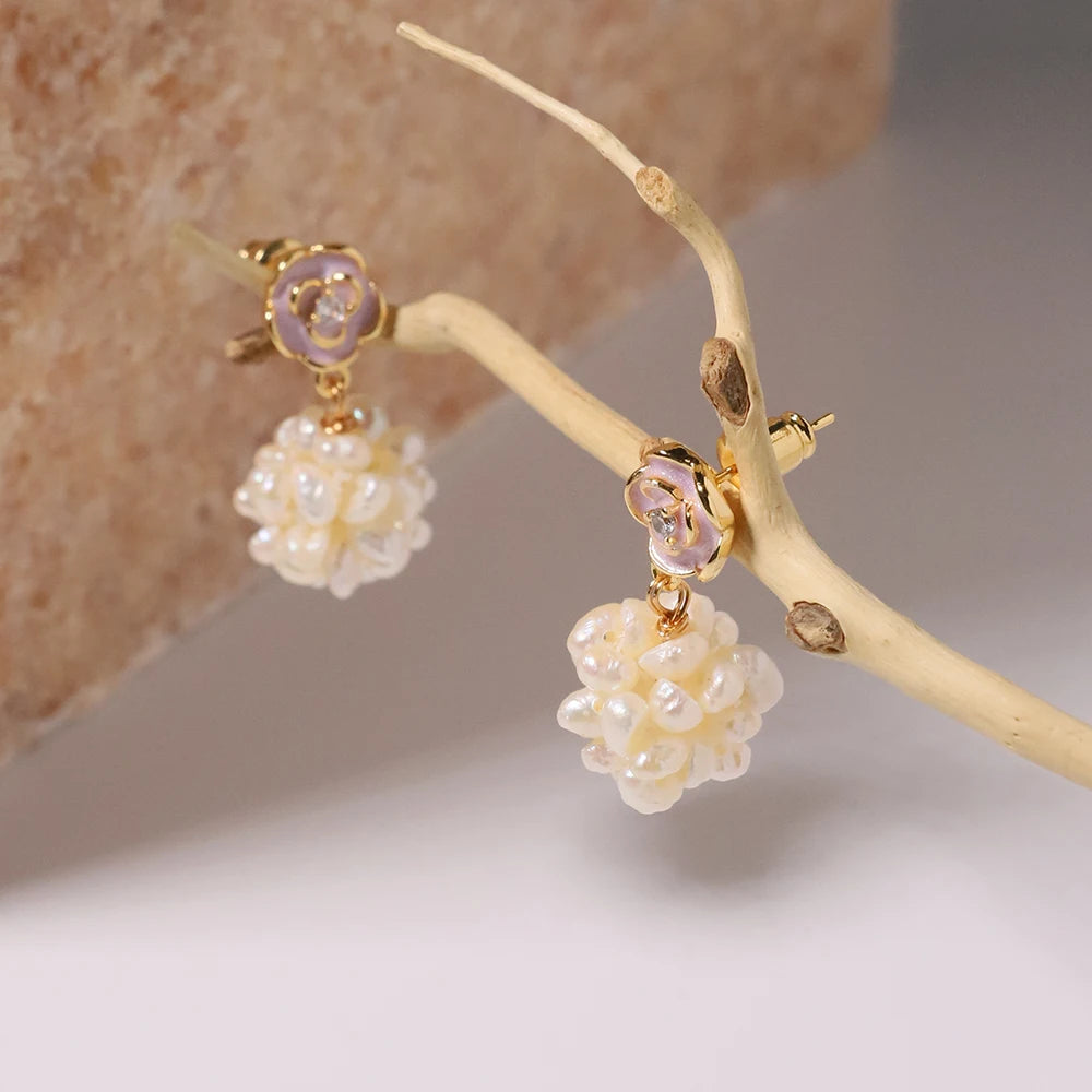 Flower Earrings With Pearl