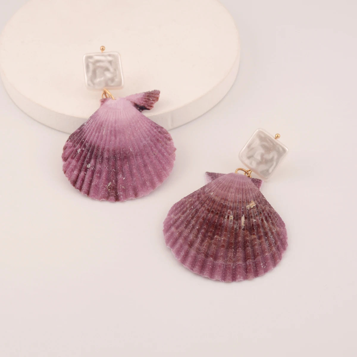 Purple Seasell Earrings