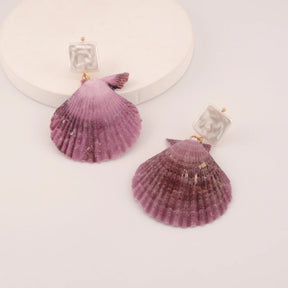 Purple Seasell Earrings