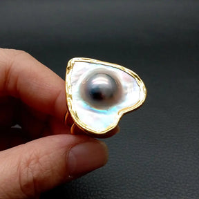 Heart-Shaped Pearl Ring