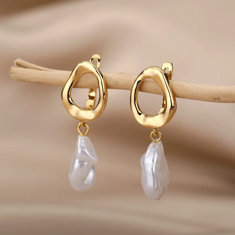 Gold Conch Stud Earrings