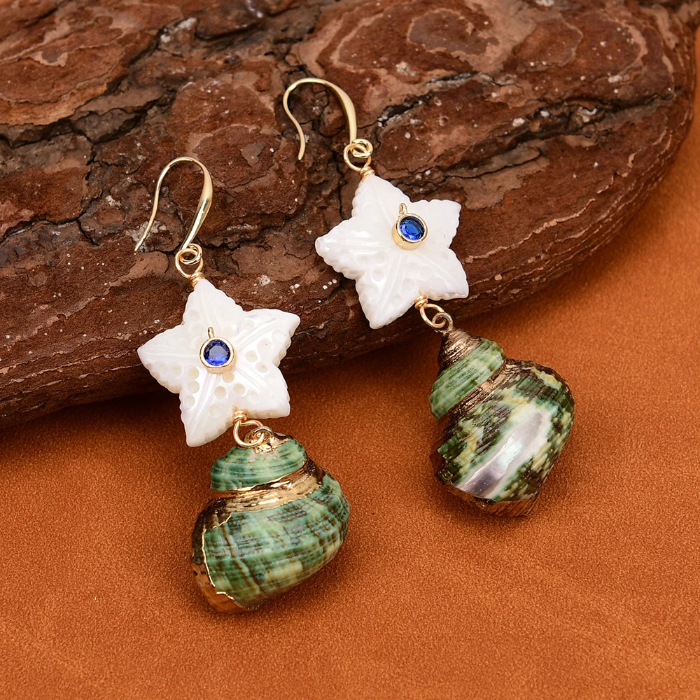 Natural Green Seashell Earrings