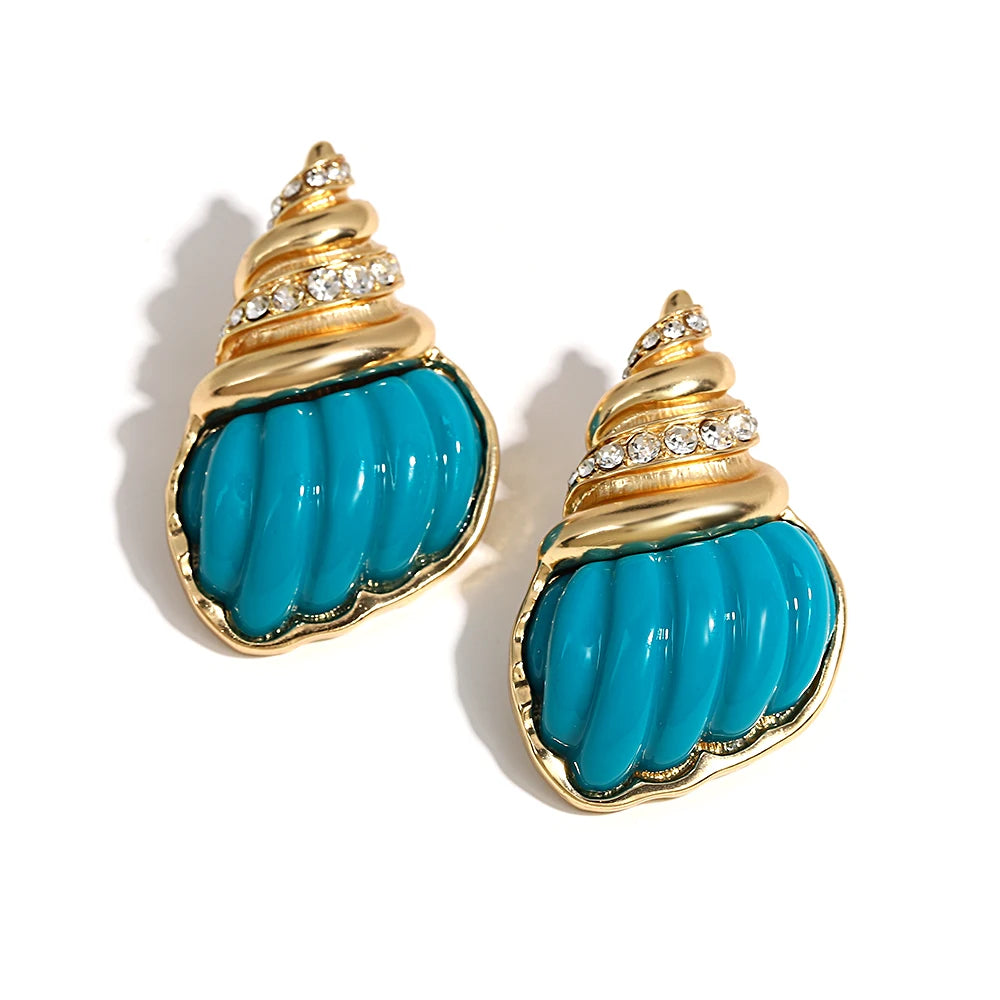 Blue Conch Earrings