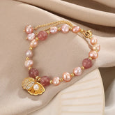 Pink Pearls and Scallop Charm Bracelet