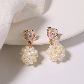 Flower Earrings With Pearl