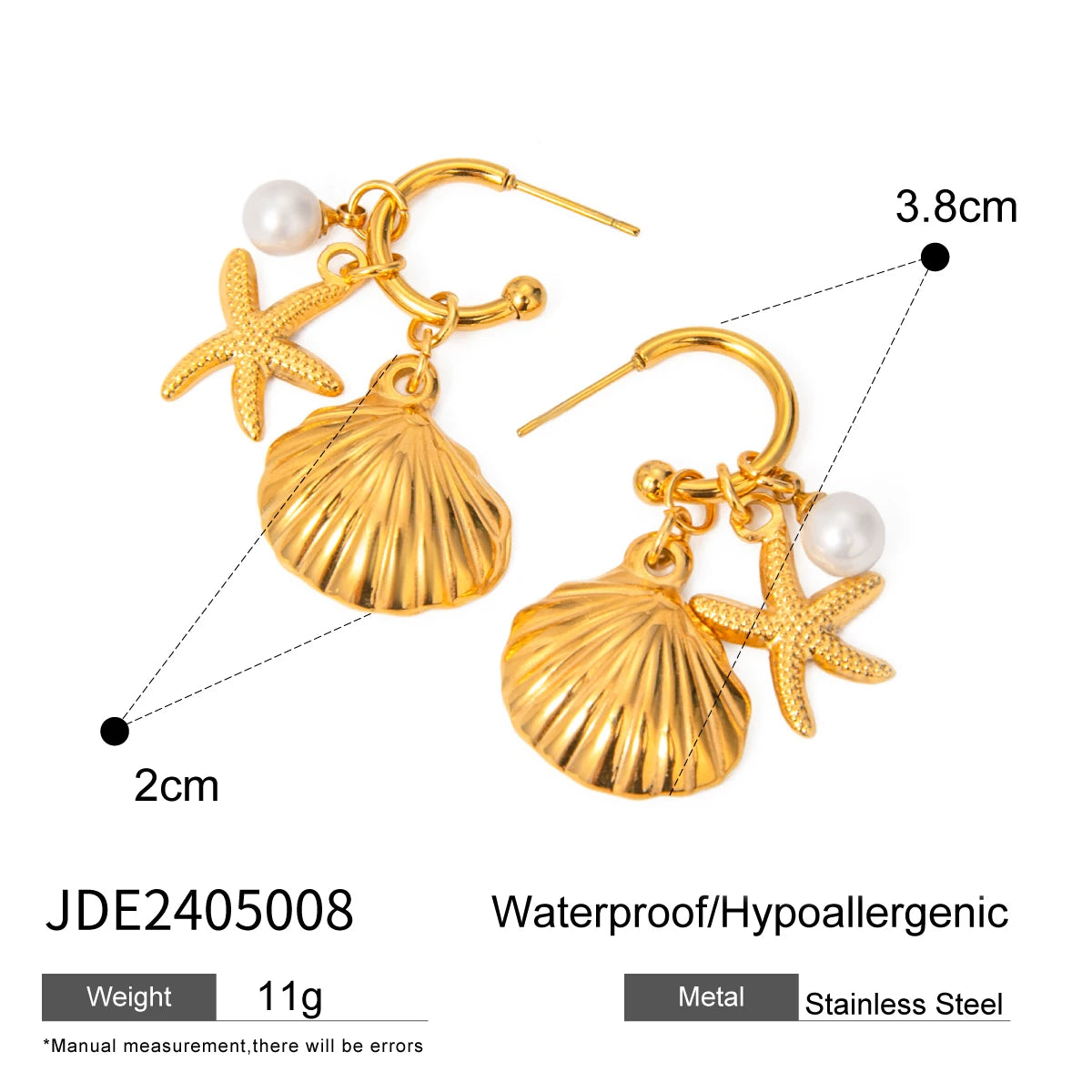 Waterproof Gold Shell Earrings