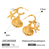 Waterproof Gold Shell Earrings