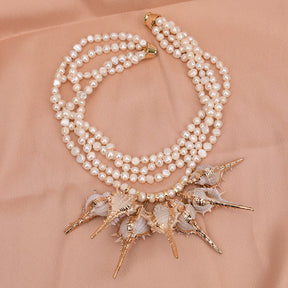 Premium Pearl and Snail Shell Necklace