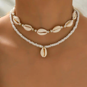 Layered Cowrie Shell Choker