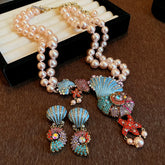 Retro Ocean Necklace and Earrings Set