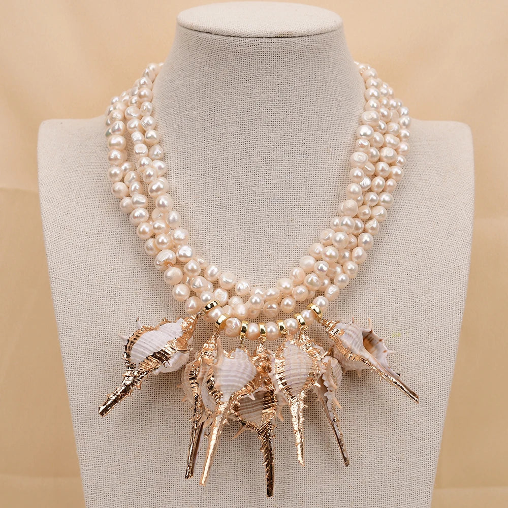 Premium Pearl and Snail Shell Necklace