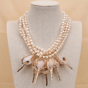 Premium Pearl and Snail Shell Necklace