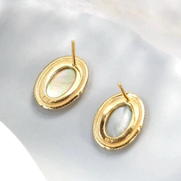 Gold Plated Abalone Earrings