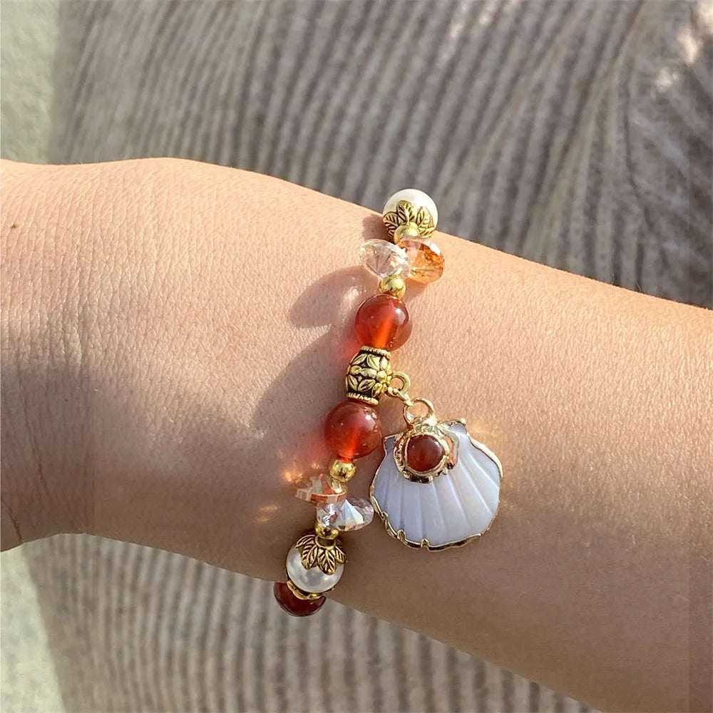 Stones and Shell Charm Bracelet