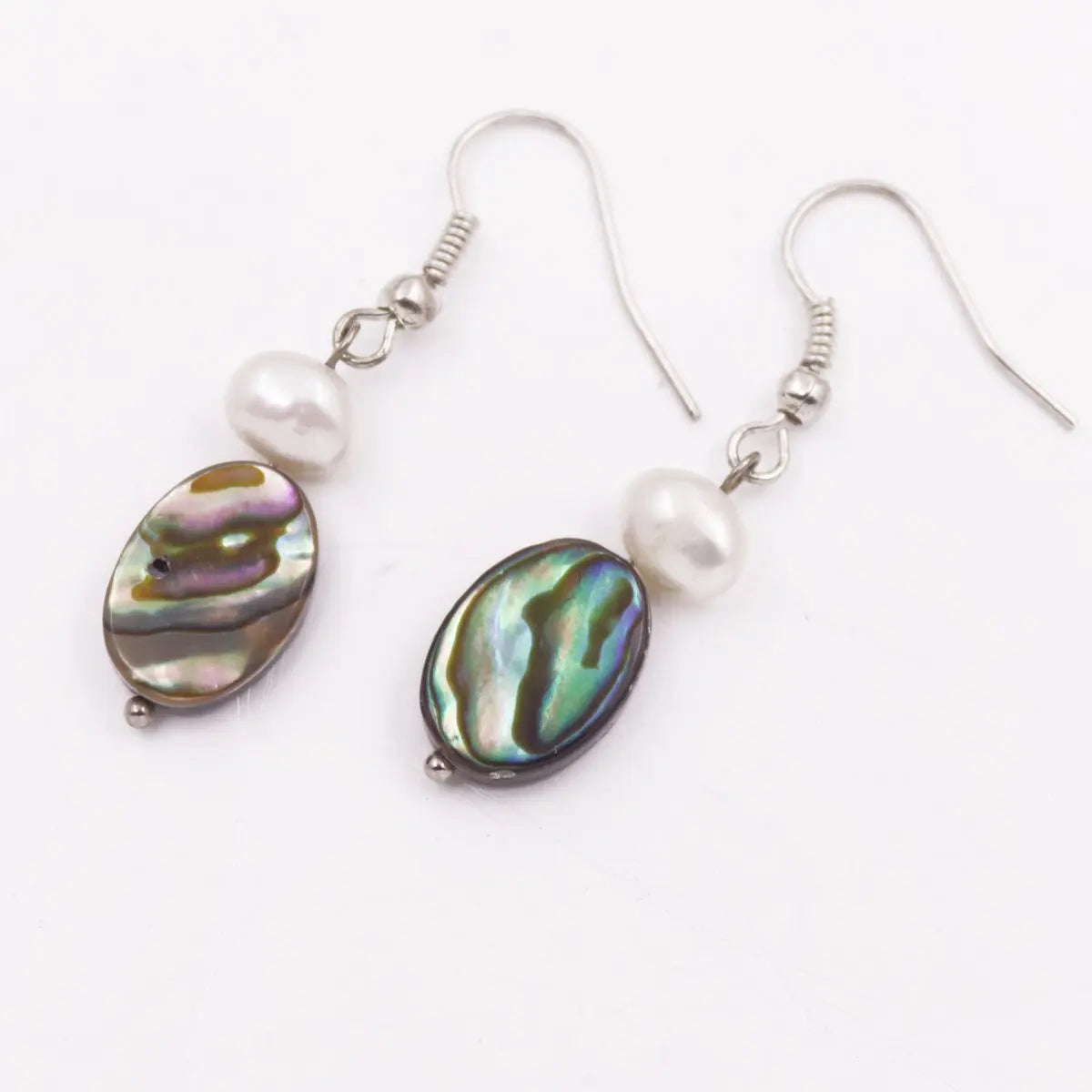 Abalone Shell Earrings with White Pearl