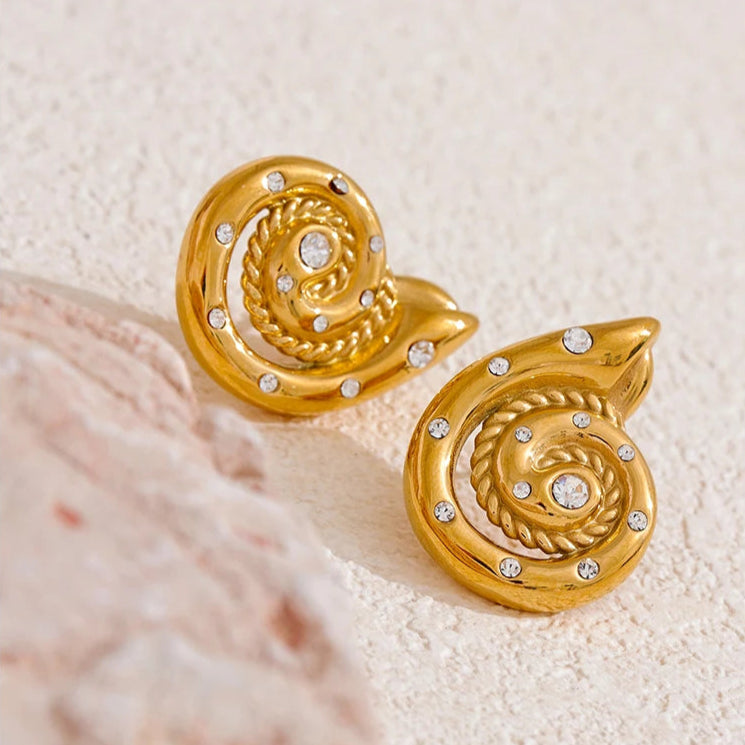 Golden Stainless Steel Shell Earrings