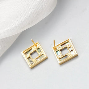 Geometric Abalone Earrings