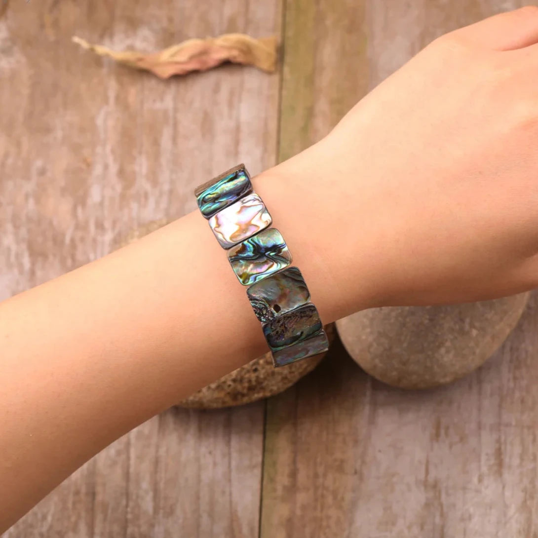 Square Abalone Shell Beads Bracelet