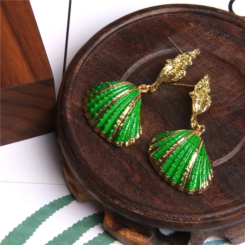 Green Shell Earrings