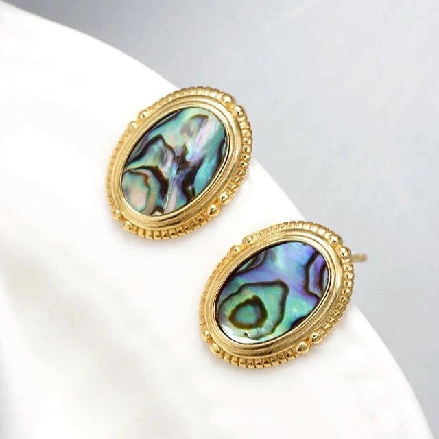 Gold Plated Abalone Earrings