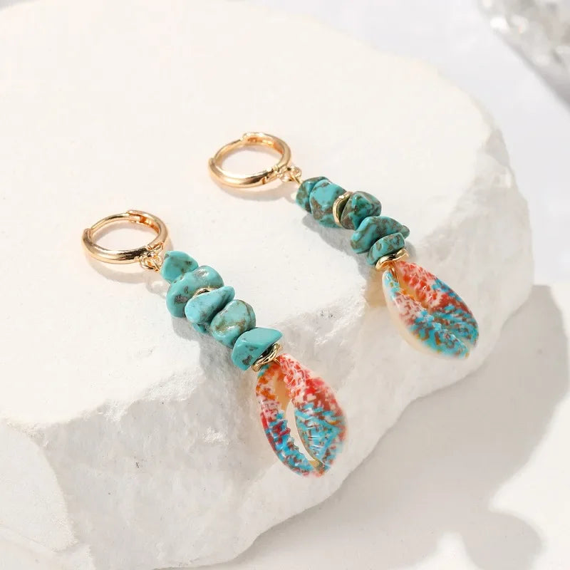 Colorful Cowrie Shell Earrings